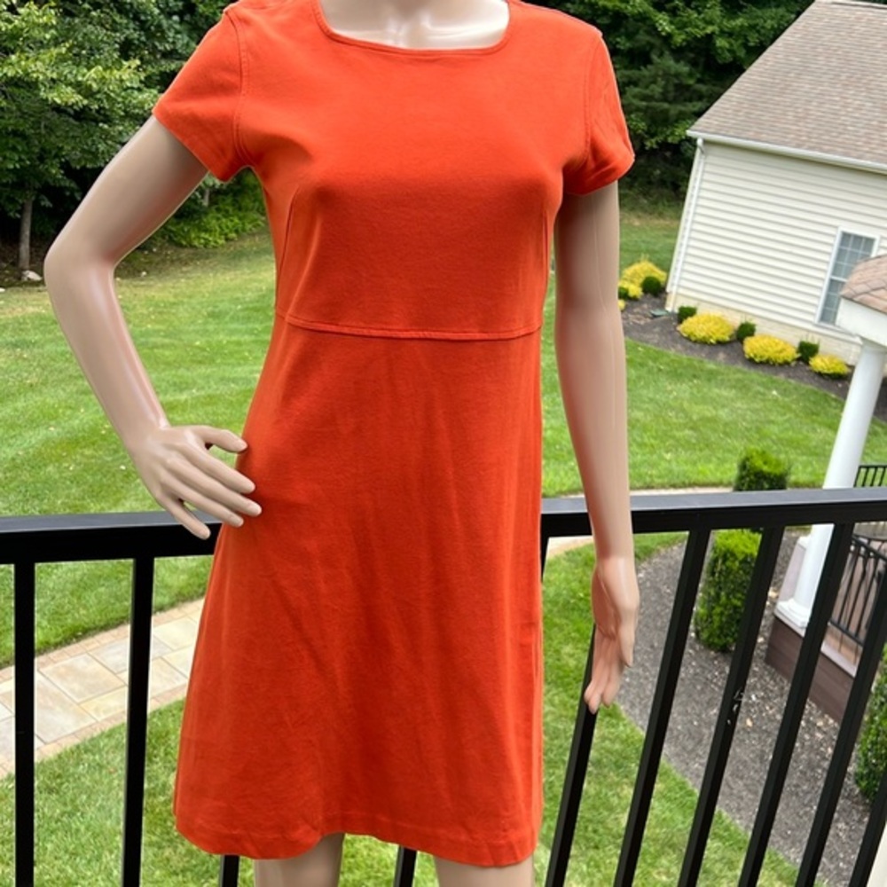 Everlane pumpkin orange, a lime short sleeve stretch dress XS